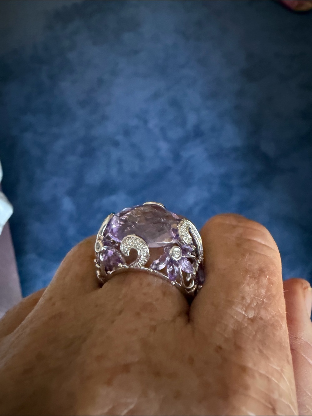 14K WG Rose de France Amethyst Ring - Picture 5 of 7